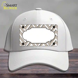 Tan White Large Chevron Center Scallop Novelty License Plate Hat Cotton / White