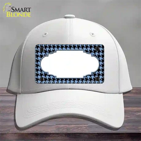 Light Blue Black Houndstooth Scallop Center Novelty License Plate Hat Cotton / White