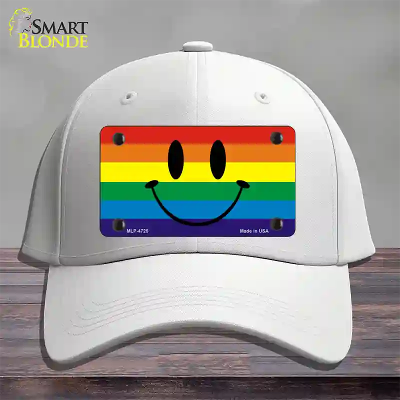 Smiley Face Novelty License Plate Hat Cotton White