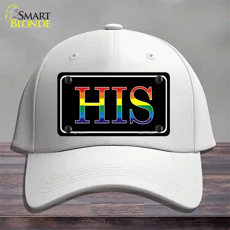 His Rainbow Novelty License Plate Hat Cotton White