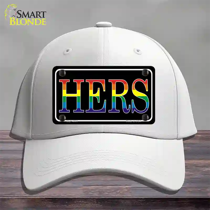 Hers Rainbow Novelty License Plate Hat Cotton White