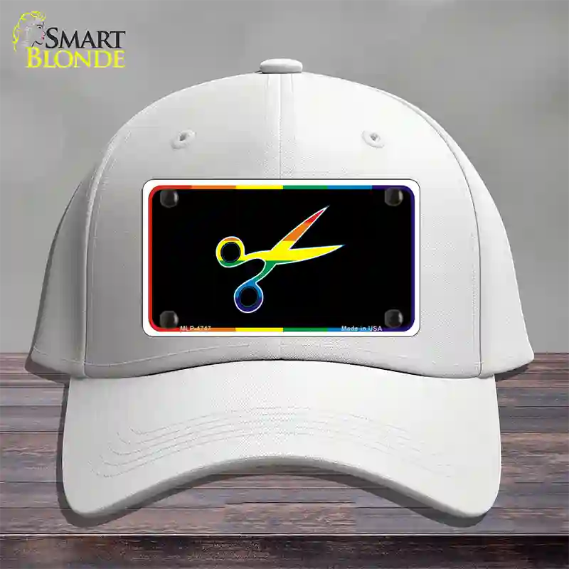 Scissors Novelty License Plate Hat Cotton White