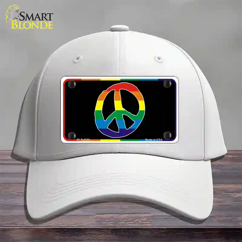 Peace Sign Novelty License Plate Hat Cotton White