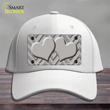 Grey Light Grey Heart Large Chevron Novelty License Plate Hat Cotton / White