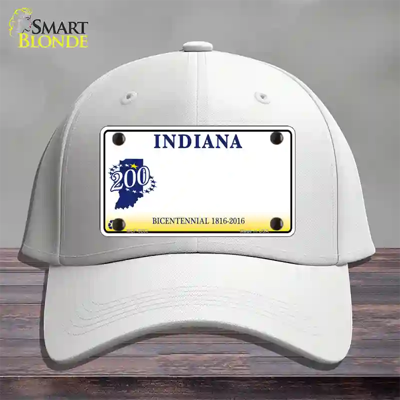 Indiana State Bicentennial Novelty License Plate Hat Cotton / White