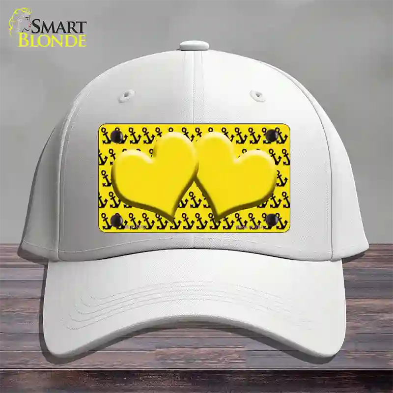Yellow Black Anchor Yellow Heart Center Novelty License Plate Hat Cotton / White