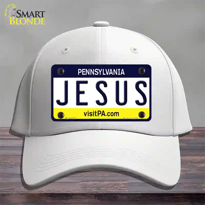 Jesus Pennsylvania State Novelty License Plate Hat Cotton / White