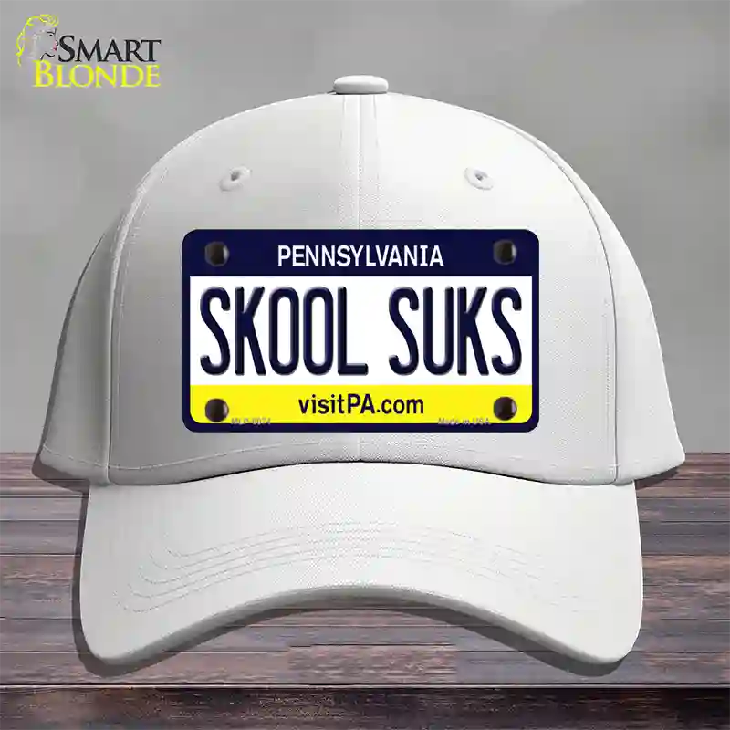 Skool Suks Pennsylvania State Novelty License Plate Hat Cotton / White