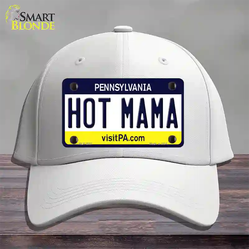 Hot Mama Pennsylvania State Novelty License Plate Hat Cotton / White