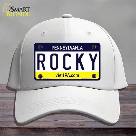 Rocky Pennsylvania State Novelty License Plate Hat Cotton / White