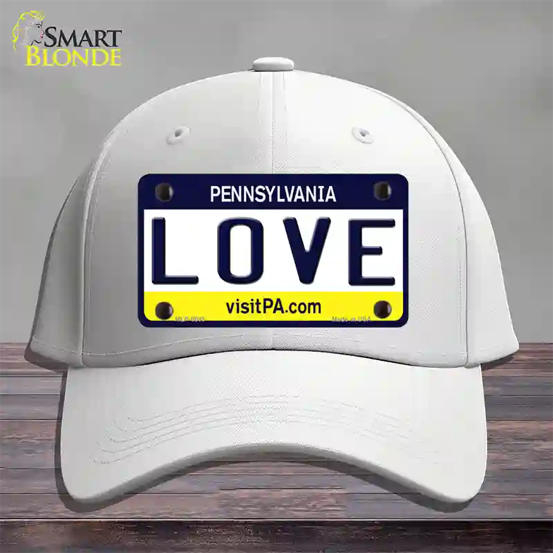 Love Pennsylvania State Novelty License Plate Hat Cotton / White