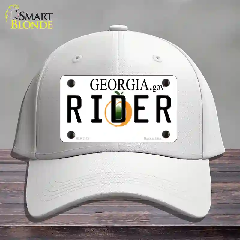 Rider Georgia Novelty License Plate Hat Cotton / White