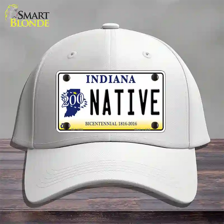 Native Indiana Novelty License Plate Hat Cotton / White