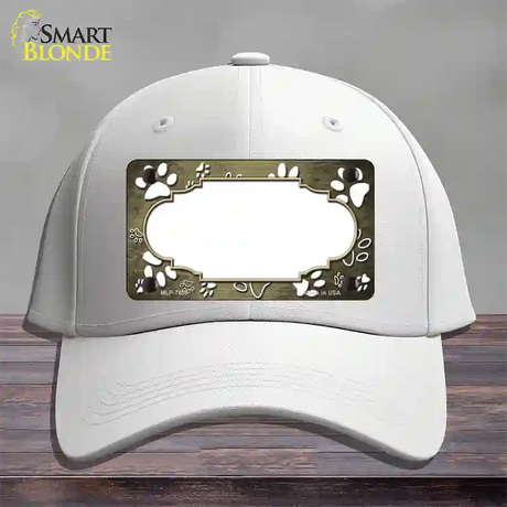 Paw Scallop Gold White Novelty License Plate Hat Cotton / White