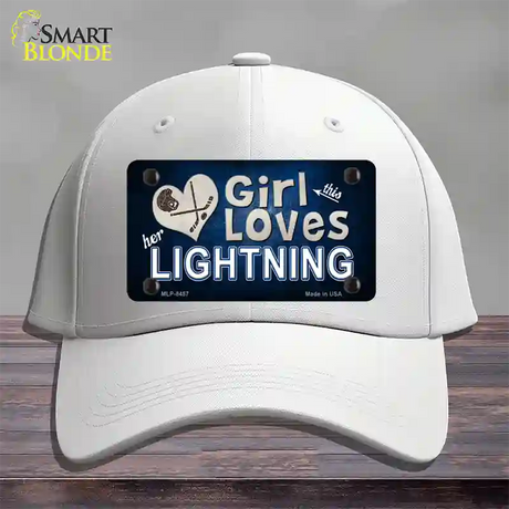 This Girl Loves Her Lightning Novelty License Plate Hat Cotton / White