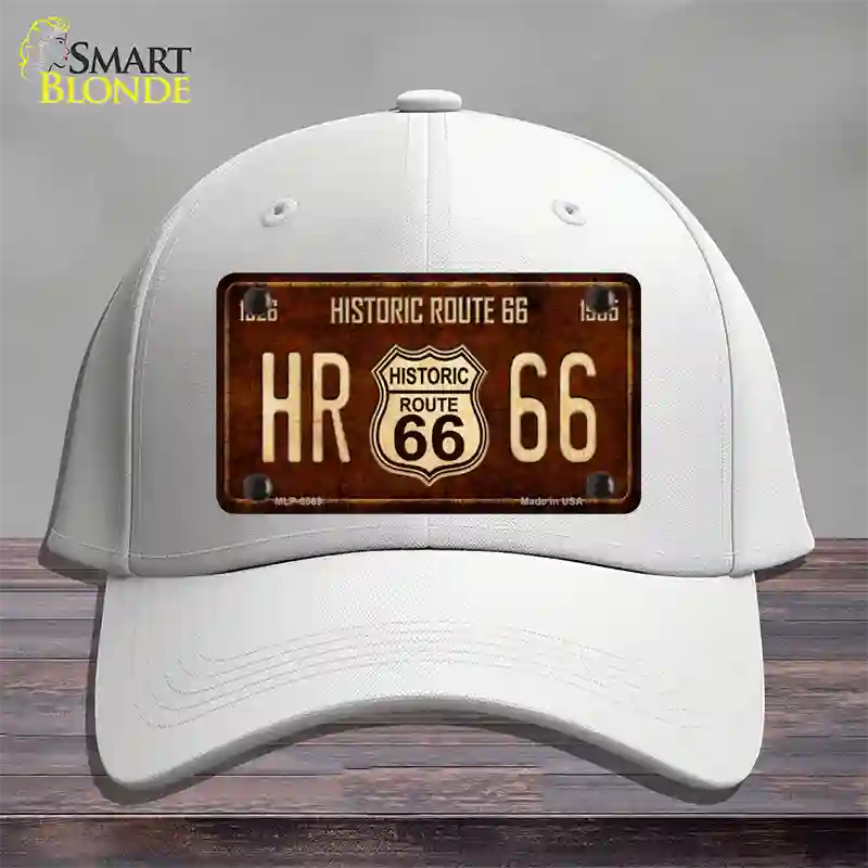Historic Route 66 Vintage Novelty License Plate Hat Cotton White