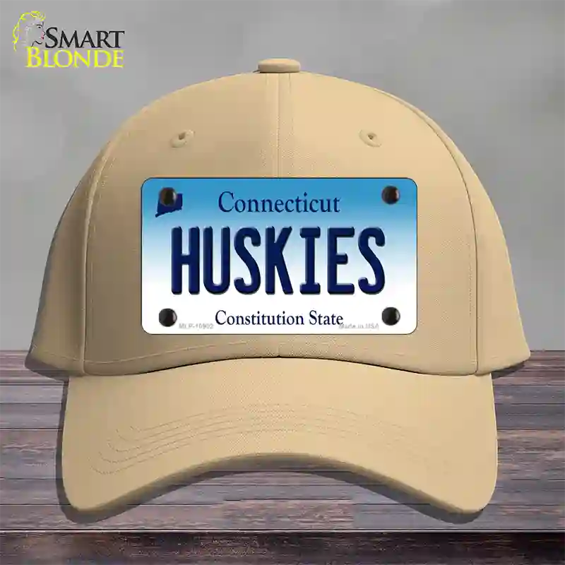 Huskies Connecticut Novelty License Plate Hat Cotton / Khaki