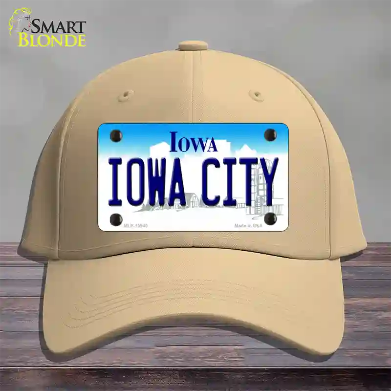 Iowa City Iowa Novelty License Plate Hat Cotton / Khaki