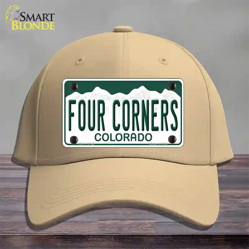 Four Corners Colorado Novelty License Plate Hat Cotton Khaki
