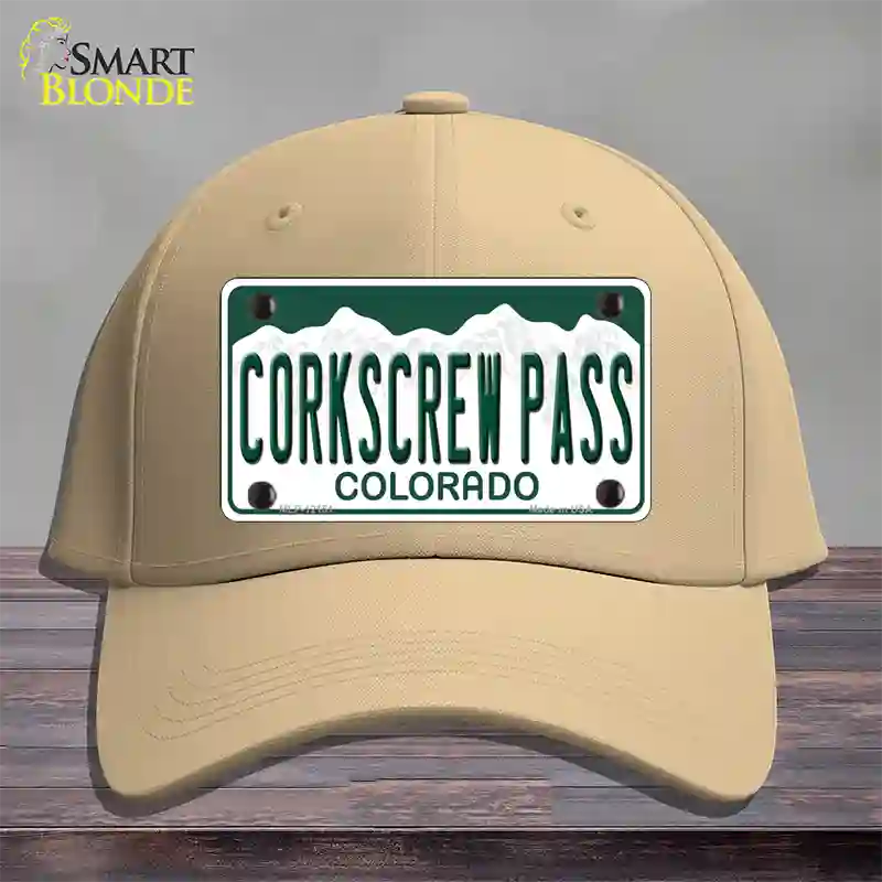 Corkscrew Pass Colorado Novelty License Plate Hat Cotton Khaki