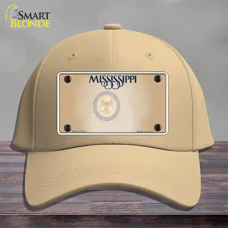 Mississippi Great Seal Blank Novelty License Plate Hat Cotton / Khaki