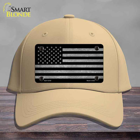 American Flag Black and Gray Novelty License Plate Hat Cotton Khaki