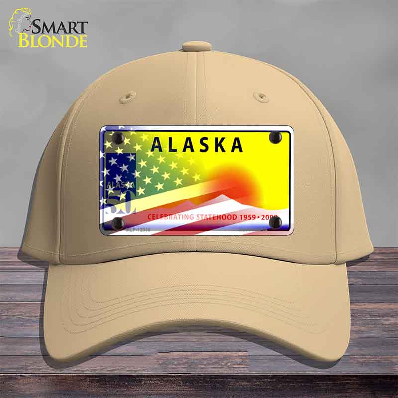 Alaska with American Flag Novelty License Plate Hat HAT-MLP-12330