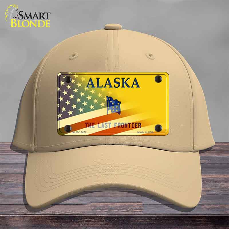 Alaska with American Flag Novelty License Plate Hat HAT-MLP-12477