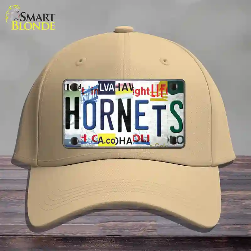 Hornets Strip Art Novelty License Plate Hat Tag Cotton Khaki
