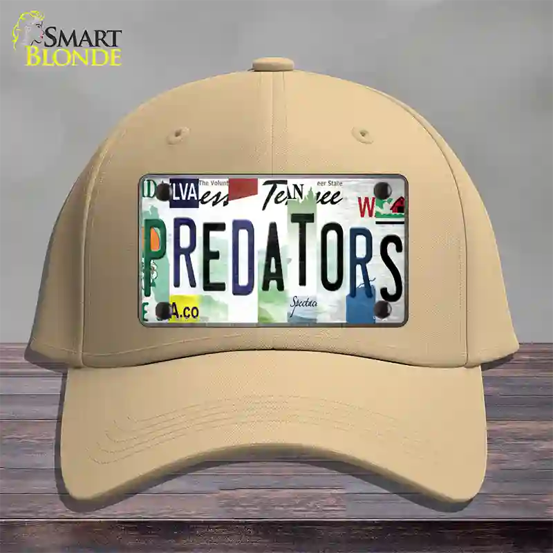 Predators Strip Art Novelty License Plate Hat Tag Cotton Khaki