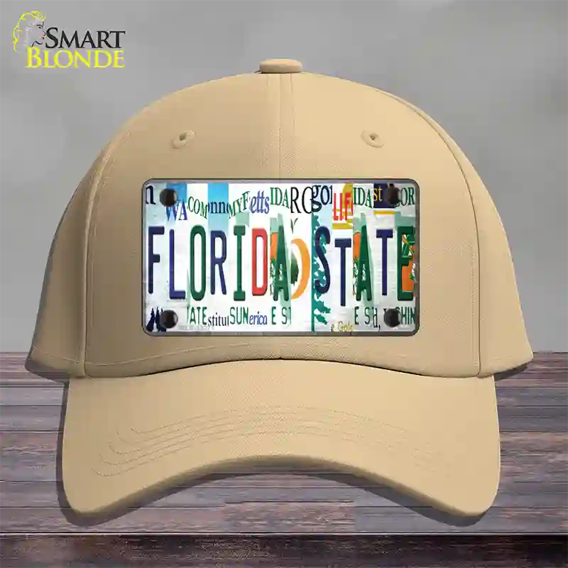 Florida State Strip Art Novelty License Plate Hat Tag Cotton Khaki