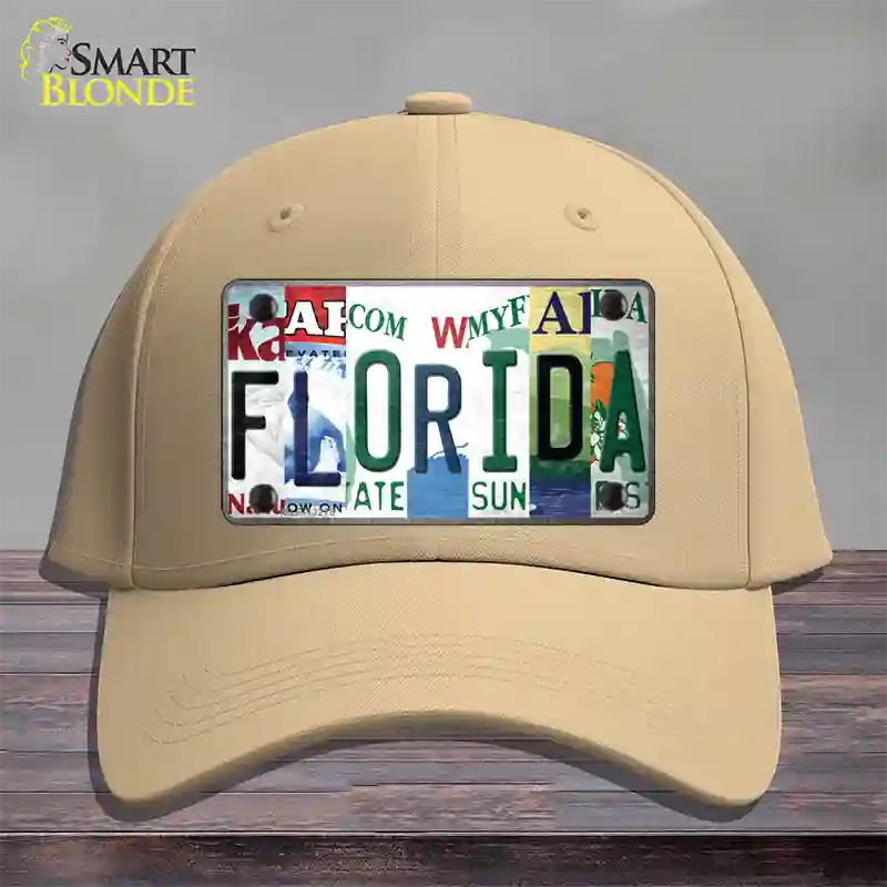 Florida Strip Art Novelty License Plate Hat Tag Cotton Khaki