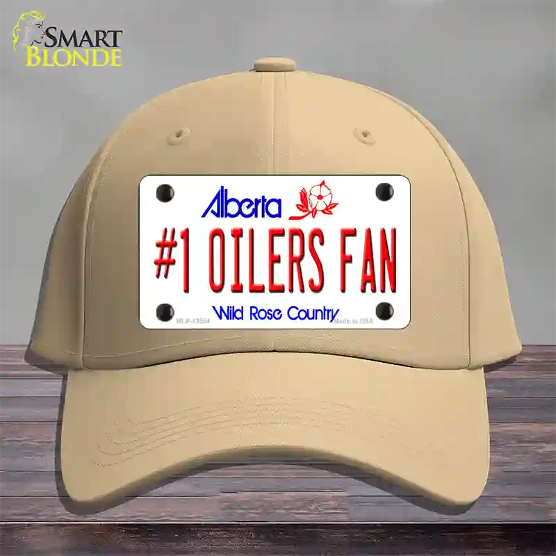 Number 1 Oilers Fan Novelty License Plate Hat Tag Cotton / Khaki
