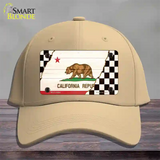 California Racing Flag Novelty License Plate Hat Tag Cotton Khaki