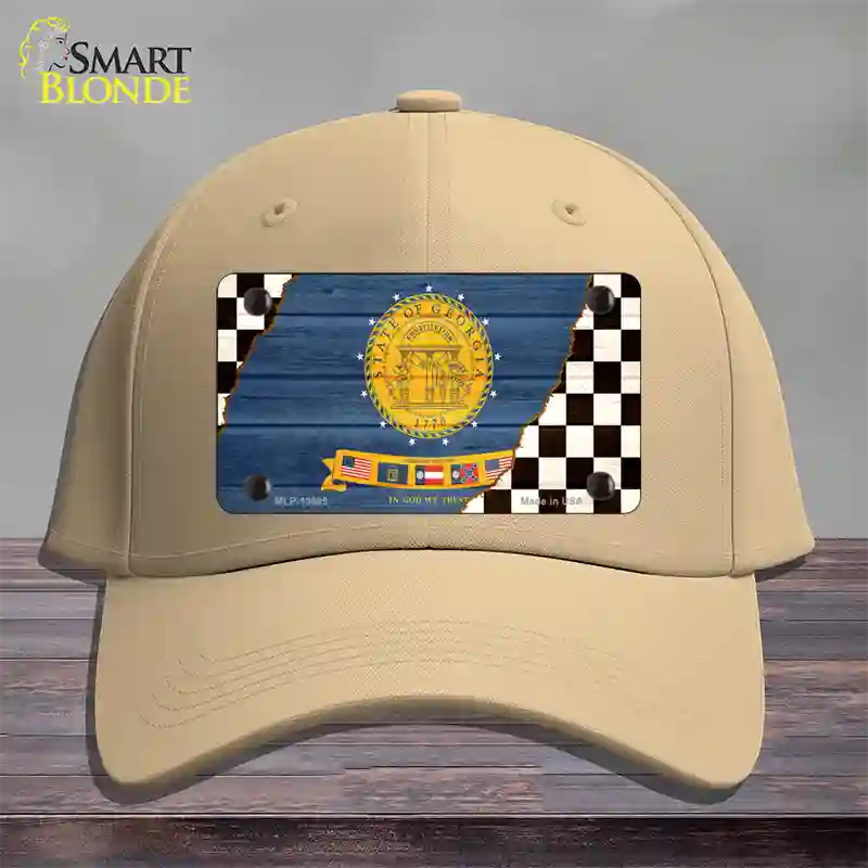 Georgia Racing Flag Novelty License Plate Hat Tag Cotton Khaki