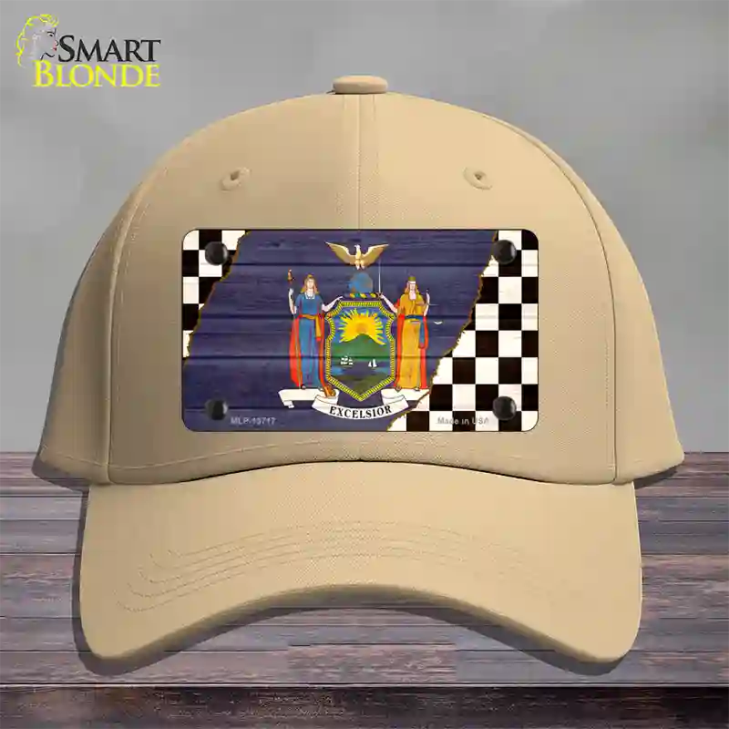 New York Racing Flag Novelty License Plate Hat Tag Cotton Khaki