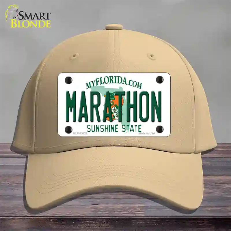 Marathon Florida Novelty License Plate Hat Tag Cotton Khaki