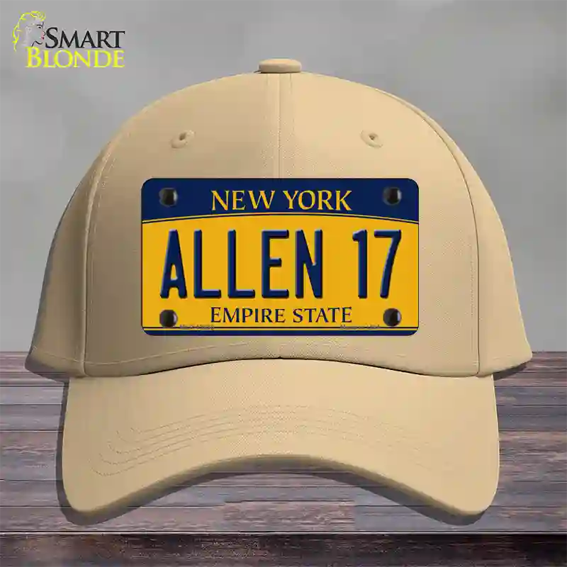 Allen 17 New York Novelty License Plate Hat Tag Cotton Khaki
