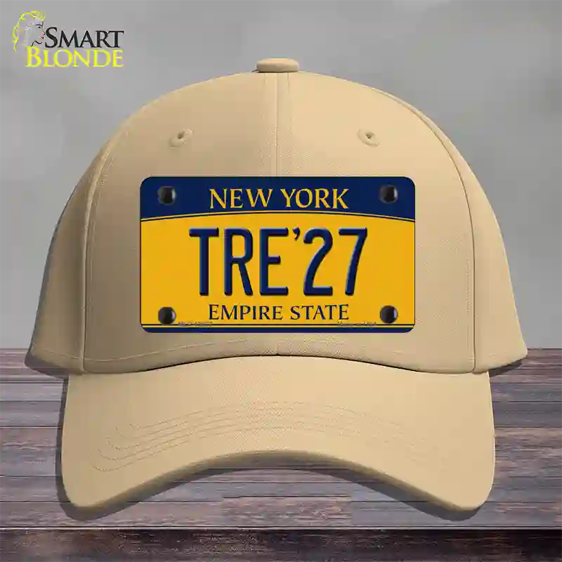 Tre 27 New York Yellow Novelty License Plate Hat Tag Cotton Khaki