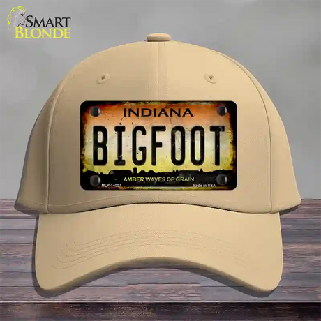 Bigfoot Indiana Novelty License Plate Hat Tag Cotton / Khaki