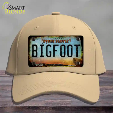 Bigfoot North Dakota Novelty License Plate Hat Tag Cotton / Khaki