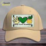 Peace Love Pineapple Novelty License Plate Hat Cotton / Khaki