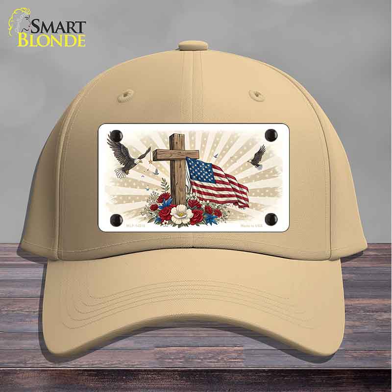 Eagle Flag and Cross Novelty License Plate Hat HAT-MLP-14510