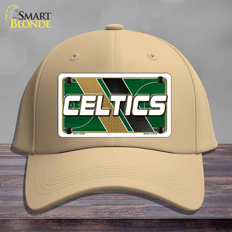 Beige cap with Celtics logo on a wooden surface