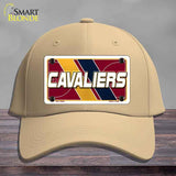 Beige cap with Cavaliers license plate design on a wooden surface