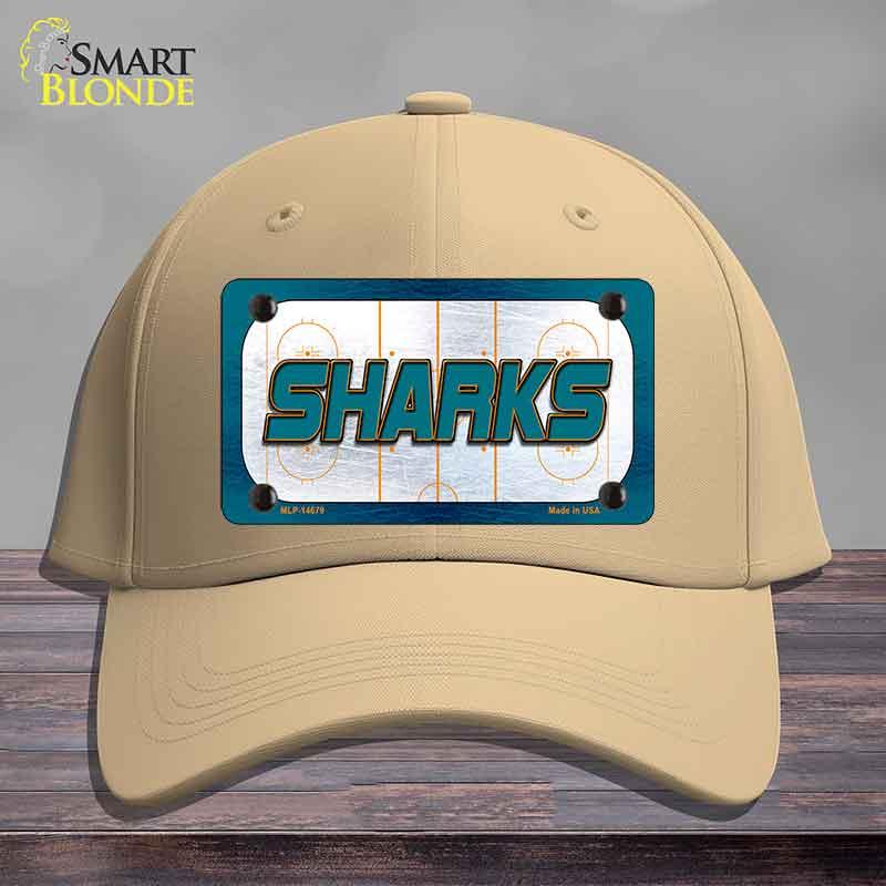 SHARKS Graphic Novelty License Plate Hat HAT-MLP-14679 Cotton Khaki