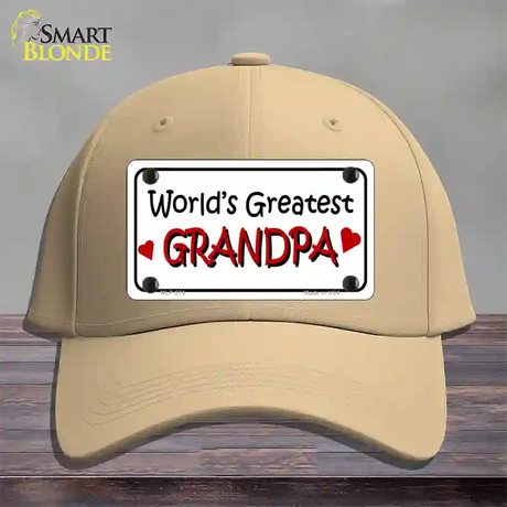 Worlds Greatest Grandpa Novelty License Plate Hat Cotton / Khaki