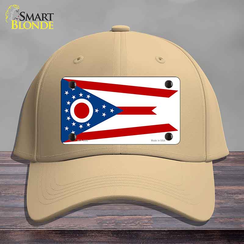 Ohio State Flag Novelty License Plate Hat Cotton Khaki