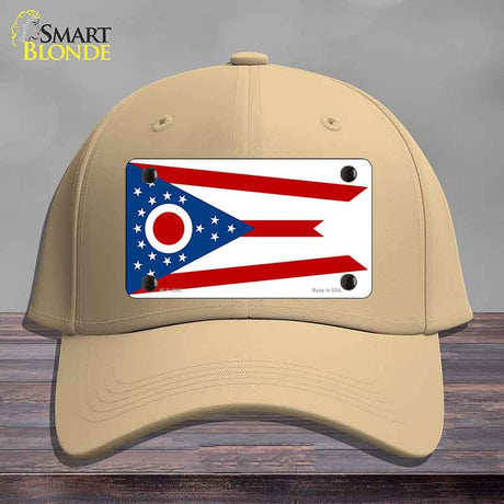 Ohio State Flag Novelty License Plate Hat Cotton Khaki