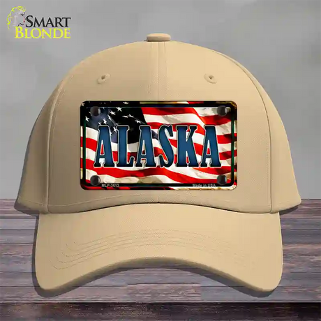 Alaska USA Novelty License Plate Hat Cotton / Khaki